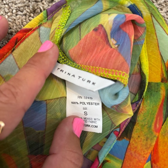 Trina Turk Swim Cover-Up Maxi Dress ~ Polynesia Palms - Sheer Size Small - Picture 6 of 9